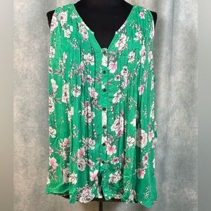 Torrid green and pink floral sleeveless tunic top plus size 3